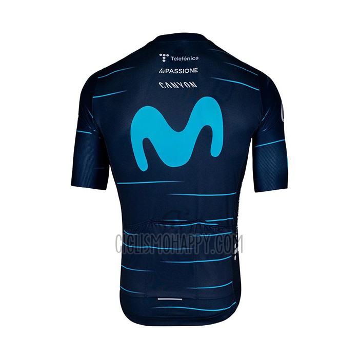 Movistar Cycling Jersey Bib Short 2022 Short Sleeve Deep Blue Sky Blue